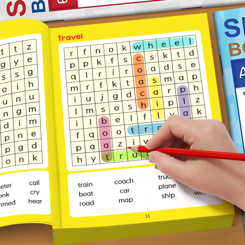Kids Educational Workbooks - 32-Page Interactive Vocabulary Search Game Book,