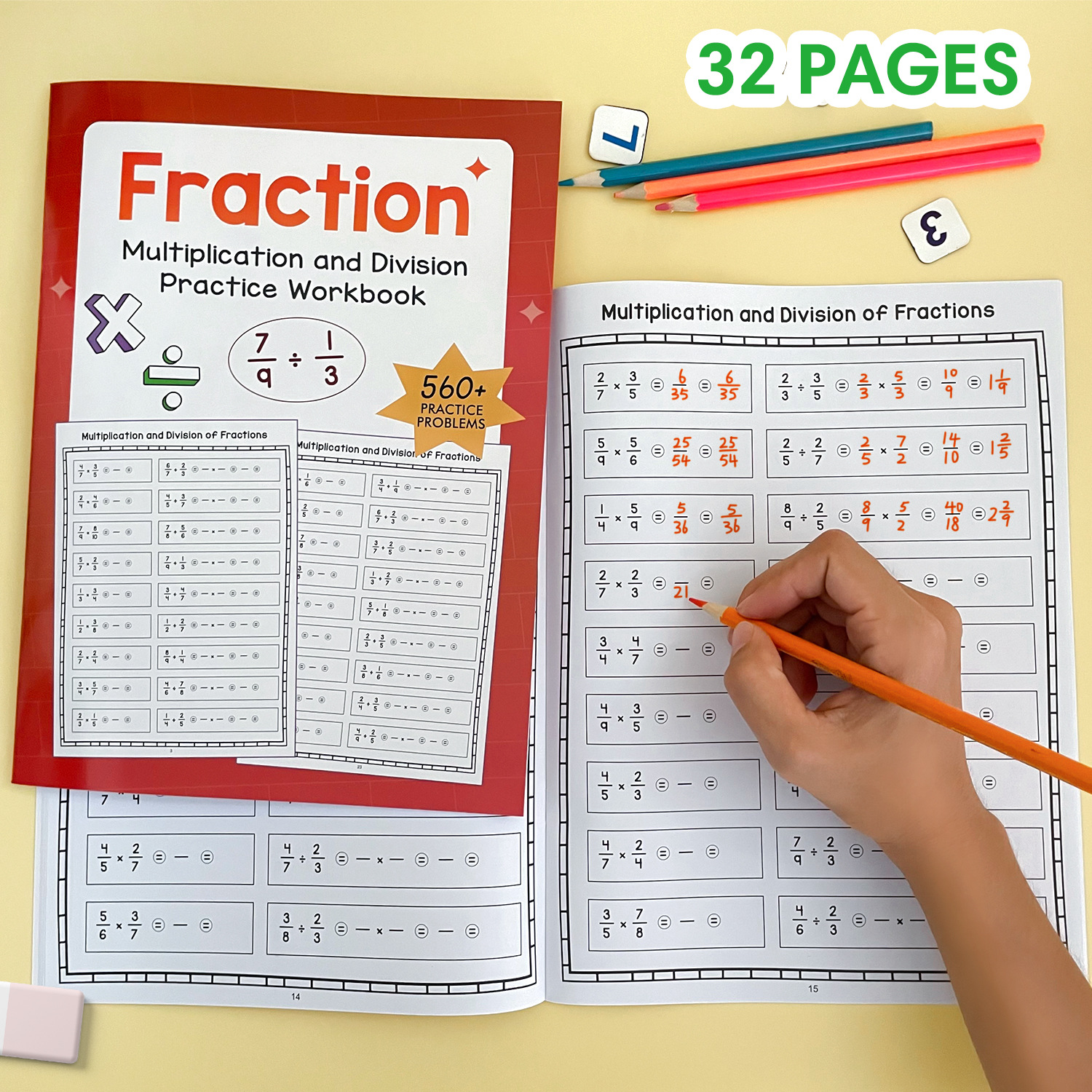 32 Pages A4 Fraction Multiplic – обзор и цена Kids Educational Workbooks