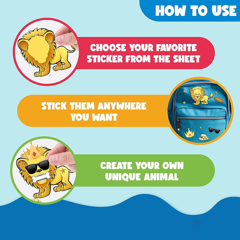 Cartoon Safari Animals Sticker – обзор и цена Kids Education Money